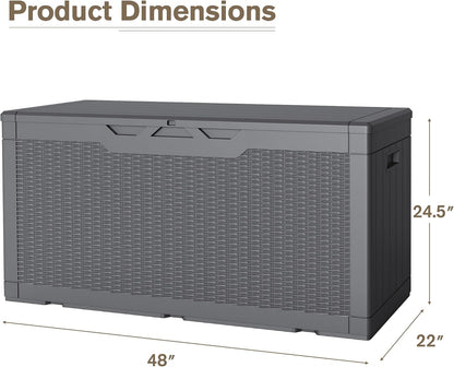 JUMMICO 31 Gallon Resin Deck Box Waterproof Indoor Outdoor Storage Boxes for Patio Furniture Cushions and Garden Tools (Brown)