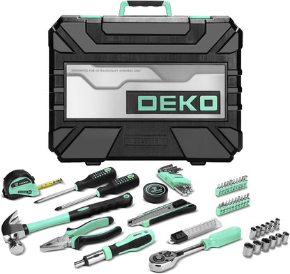 DEKOPRO 228 Piece Socket Wrench Auto Repair Tool Combination Package Mixed Tool Set Hand Tool Kit with Plastic Toolbox Storage Case