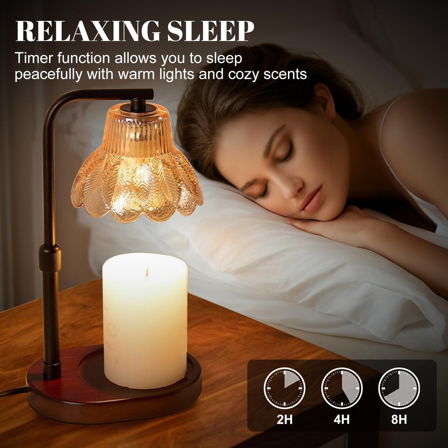 Candle Warmer Lamp,with Timer & Dimmer(3Bulbs),Candle Lamp Warmer Height Adjustable,Gifts for New Home,House Warming Gift,Birthday Gifts for Women/Daughter/Mom/Friend-Black