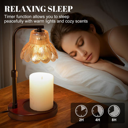 Candle Warmer Lamp,with Timer & Dimmer(3Bulbs),Candle Lamp Warmer Height Adjustable,Gifts for New Home,House Warming Gift,Birthday Gifts for Women/Daughter/Mom/Friend-Black