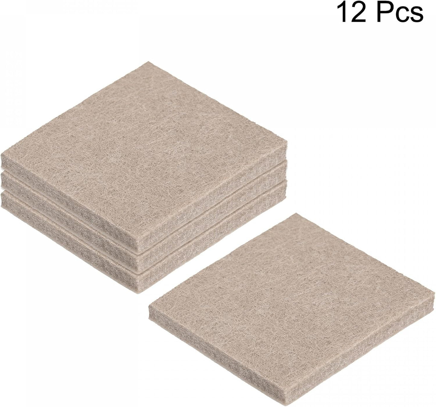uxcell Felt Furniture Pads Self Adhesive Square Furniture Felt Pads, Anti Scratch Floor Protectors for Furniture Legs Hardwood Floor 2 Inch x 2 Inch Beige 12pcs