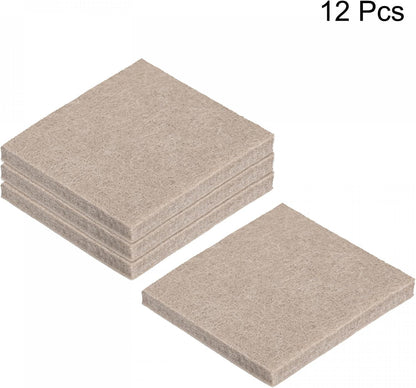 uxcell Felt Furniture Pads Self Adhesive Square Furniture Felt Pads, Anti Scratch Floor Protectors for Furniture Legs Hardwood Floor 2 Inch x 2 Inch Beige 12pcs