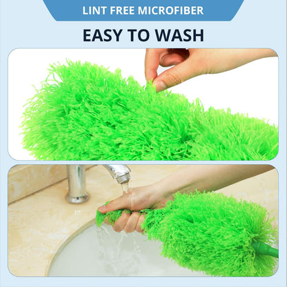 ZZ LAZYCOTTAGE Microfiber Feather Duster for High Reach, Lightweight Ceiling Fan Cleaner, 91.5" Telescopic Pole, Cobweb Duster with Extension Pole for Home & Car