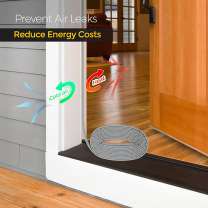 Weather Stripping Door Seal Strip - Soundproof Q-Shaped Foam for Exterior Door Frame, Large Gap Seal, Noise Cancelling, Easy to Install (Black, 26FT)