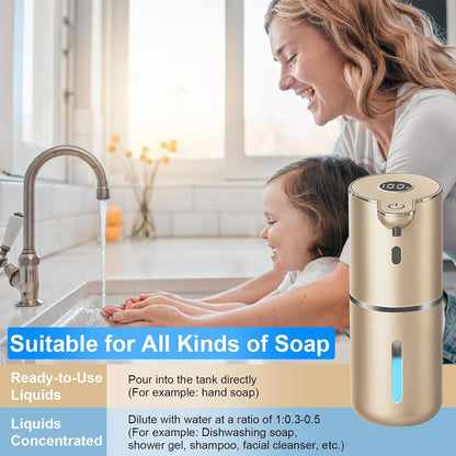 OHIFAST Automatic Foaming Soap Dispenser Touchless, USB Rechargeable Smart Hand Soap Dispenser, 6-Level Adjustable, 12.8oz/380mL Wall Mounted for Bathroom Kitchen Dish Soap-White