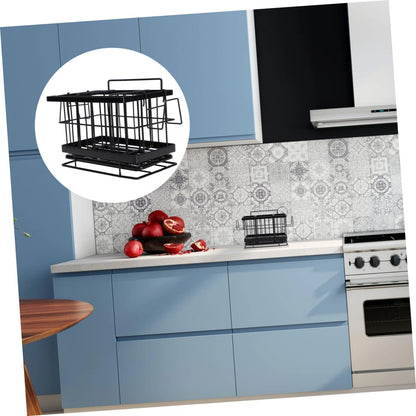 Happyyami 1pc Stainless Steel Adjustable Sponge Shelf Wall-Mounted Dish Cloth Rack Ventilated Design for Kitchen Storage for Drying Rags and Cleaning Utensils