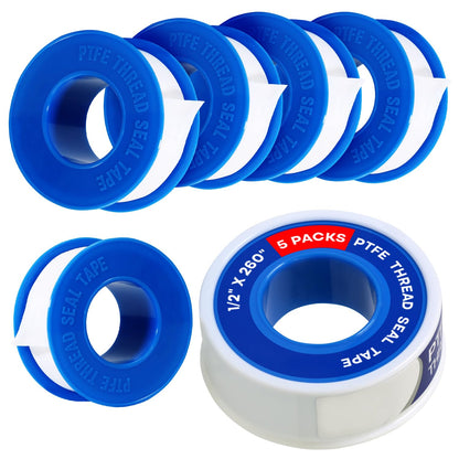 Supply Giant Plumbers PTFE Tape 1/2" W x 520" L Pipe Thread Tape, High Density Thread Sealant Tape Water Seal Plumbing Tape for Shower Head, Pipes, Gas Lines, Leak Prevention