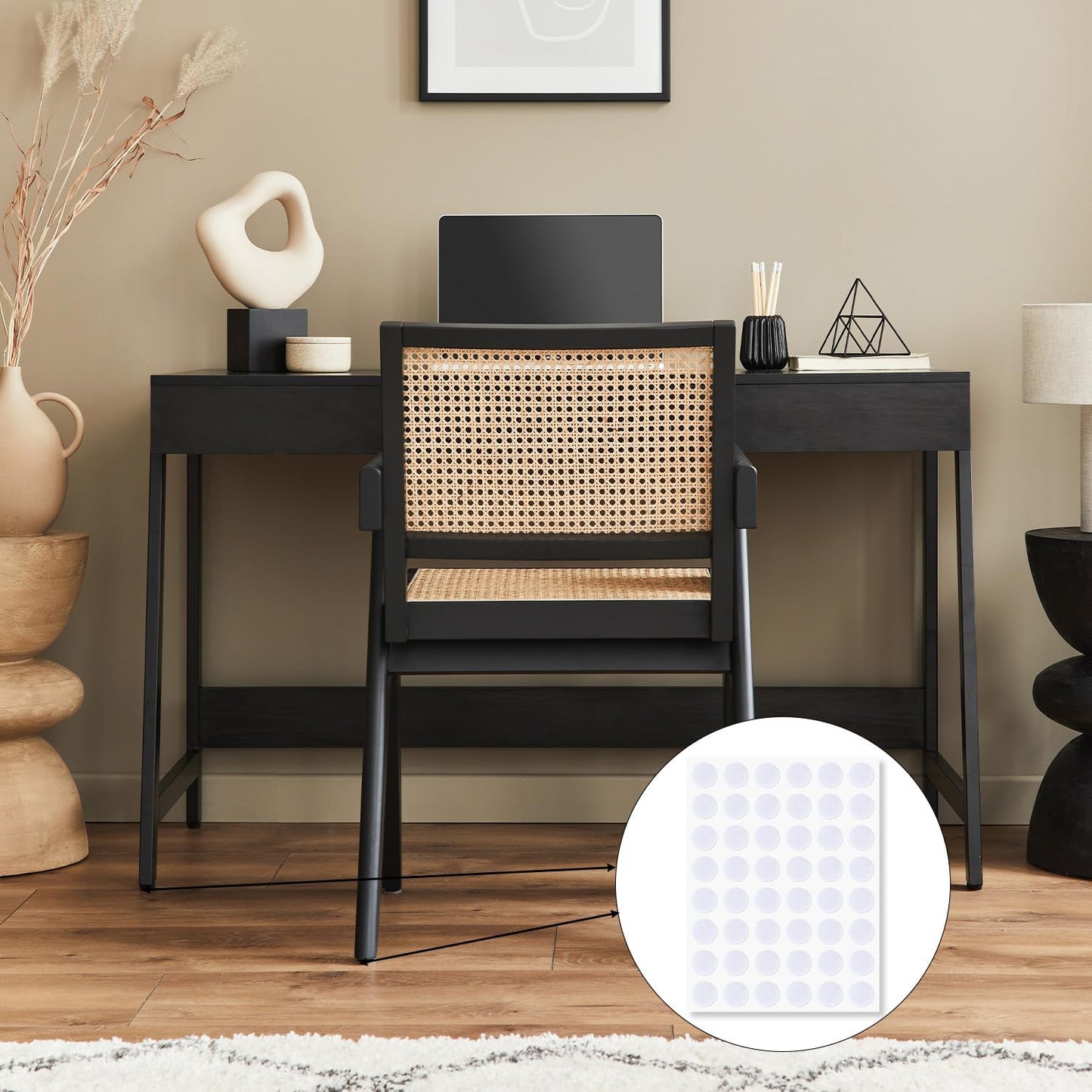 96pcs Felt Pads for Cabinet Door, 1.3cm/1/2in Round Thick Quite Small Cupboard Bumpers Self Adhesive Sticky Felt Dots Furniture Tools for Kitchen Furniture Floor Drawers Table Chair Legs Feet (Black)
