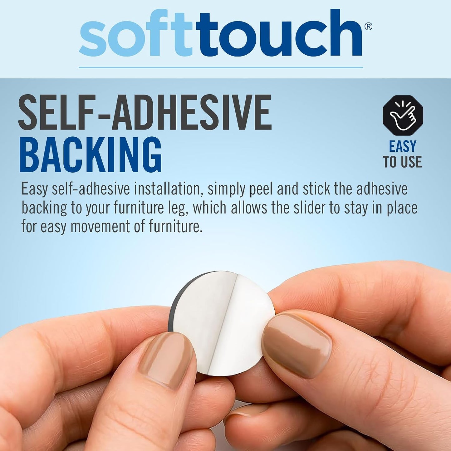 SoftTouch 3/4" Round Reusable Felt Furniture Sliders for Hard Surfaces, Noise-Reducing Adhesive Furniture Moving Pads for Beds, Sofas, Dressers, Set of 20, Black