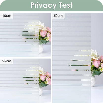 rabbitgoo Window Privacy Film, Frosted Glass Privacy Film, Window Frosting Cling for Glass, Non Adhesive Static Cling Front Door Covring, Anti-UV Reeded Blinds Sticker, Striped Pattern, 17.5" x 78.7"