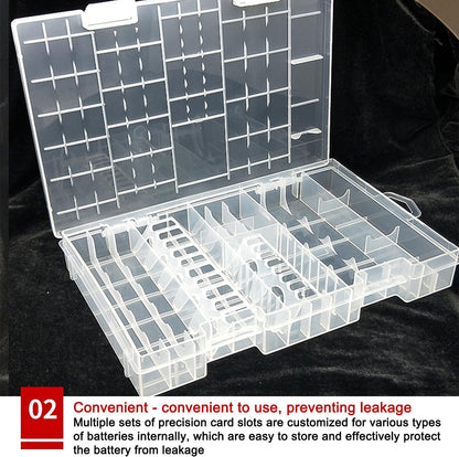 Fielect AAA/AA/C/D Battery Storage Case Holder Organizer Box Transparent