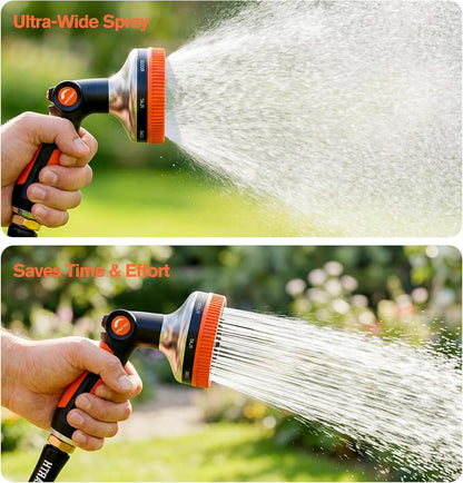 Rosy Earth Garden Hose Nozzle, 3.6" Ultra-Wide Metal Hose Sprayer, Orange