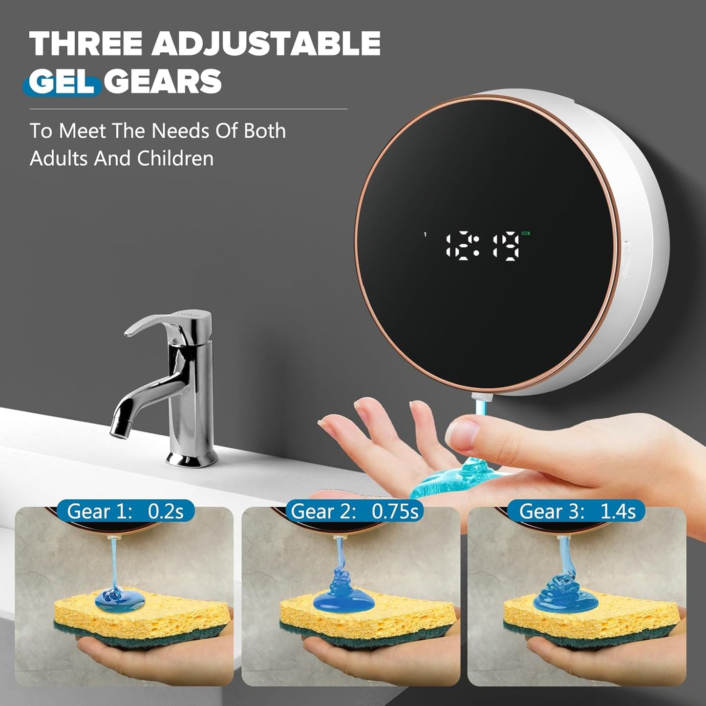 Automatic Soap Dispenser Foam Bathroom: Wall Mount Rechargeable Touchless Adjustable Auto Smart Electric Plastic Black Foaming Soap Dispenser with Clock - Kitchen - Hand Dish Lotion Couple Kids