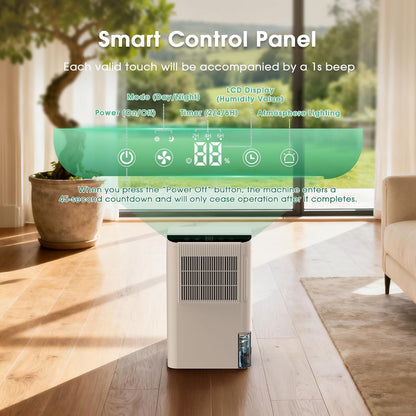 Dehumidifiers for Home, 2000 Sq.Ft Small Dehumidifier with 3.3ft Drain Hose, 2.5L Tank, Timer Sleep Mode, Portable Dehumidifier for Basement, Bedroom, Bathroom (Milk White)