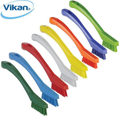 Vikan 44017 Brush,Detail,Stiff,9" x .5",PP/PBT,Orange