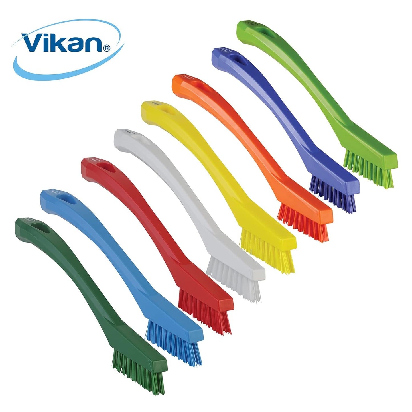 Vikan - 44016 Detail Brush, Multifunctional, Slip-Resistant Cleaning Tool, Extra Stiff Polypropylene & Polyester Bristle, 8 Inch, Yellow