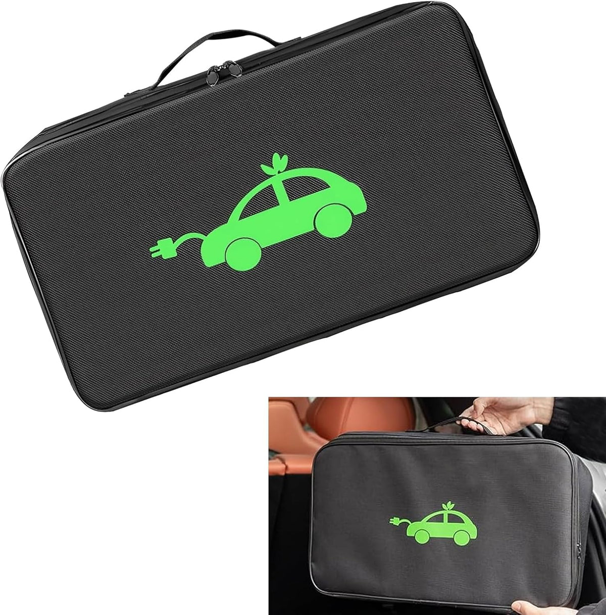 Charger Bag, Portable EV Charging Cable Bags, Waterproof Oxford Cloth Storage Bag for Charger, Jumper Cables, Cords (Rectangular)