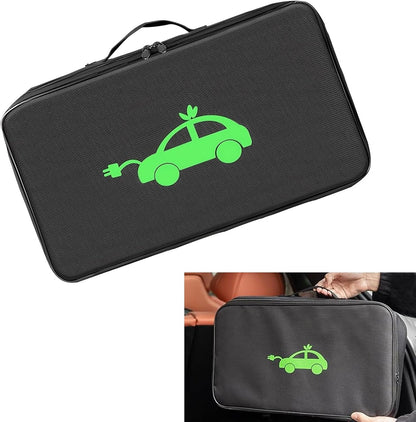 Charger Bag, Portable EV Charging Cable Bags, Waterproof Oxford Cloth Storage Bag for Charger, Jumper Cables, Cords (Rectangular)