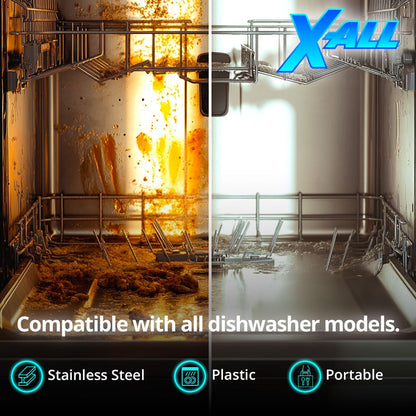 X-ALL Dishwasher Cleaner Tablets – Deep Cleaning Limescale & Mineral Buildup Remover – Helps Reduce Residue, Grease & Hard Water Deposits – Compatible with All Dishwashers