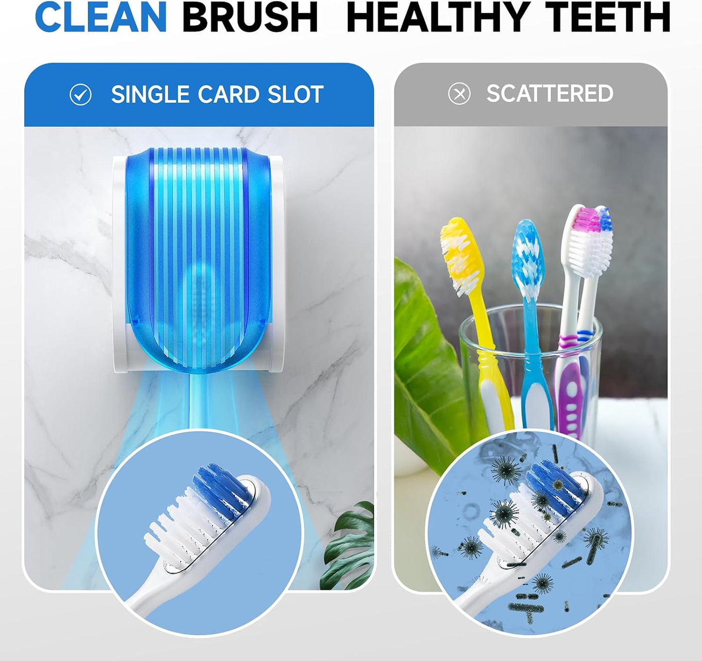 Toothbrush Holders for Bathrooms【Upgrade Single Slot Design】 Toothbrush Holder Wall Mounted with Cover Moisture-Proof and Dust-Proof Toothbrush Storage Organizer for Shower Family and Travel 3PCS