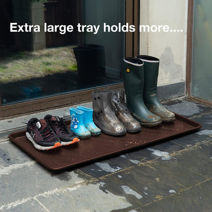 Extra Large All-Weather Boot Tray 40x20 in, Waterproof Shoe Mat with 1.25 in Raised Edge, Recycled Polypropylene Floor Protector for Entryway and Mudroom, Black