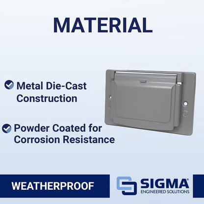 Sigma 14249 Weatherproof 1-Gang Horizontal GFCI Receptacle Cover, Gray