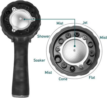 GREEN MOUNT Garden Hose Nozzle, Water Hose Spray Nozzle with Thumb Control On Off Valve for Easy Water Flow Control, Black-grey