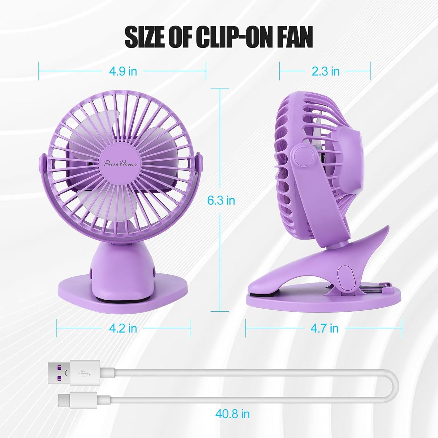 Portable Clip Fan Battery Operated,3 Speeds USB Rechargeable Mini Table Fan with Strong Airflow,360°Rotation Ultra Quiet Personal Desk Fan for Home Office Bedroom Dorm Stroller Camping(White)