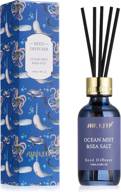 Airkeep Reed Diffuser Oil Set with Reed Sticks,Vanilla Aromatherapy Oil Scent Diffuser for Home Office Bathroom Decoration Perfume and Gifts 3.38 oz/100ml