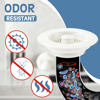 Sink Drain Strainer 3 in 1, 304 Stainless Steel Pop Up Kitchen Sink Stopper with Anti-Clogging Basket, Kitchen Essential Drain Anti-Clog Gadgets, Fits US Standard 3-1/2'' Sink Drain (SUS 304 Brushed)