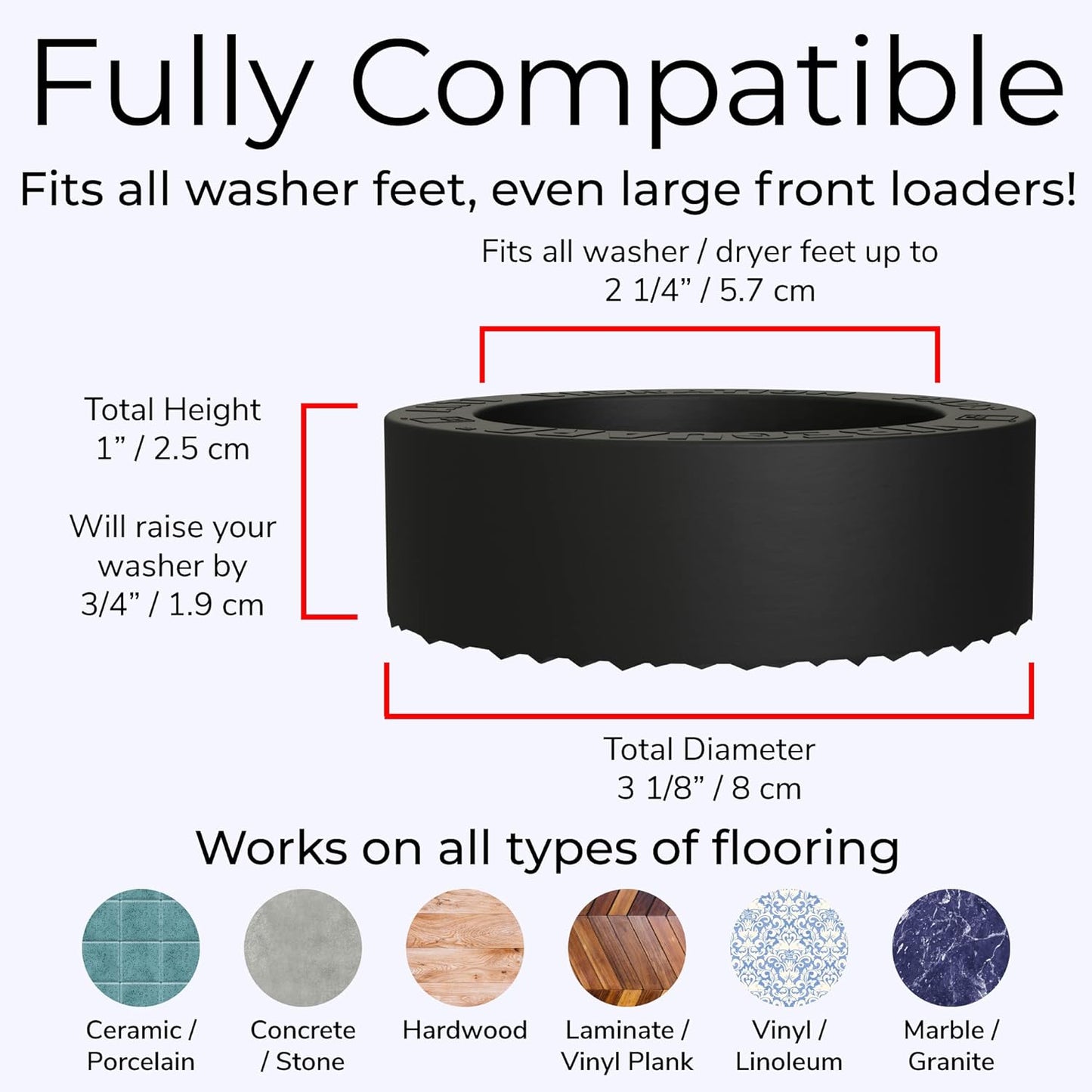 Anti Vibration Pads for Washing Machine featuring 3D TrianGrip & FREE Level Tool - Larger Opening Fits All Washer Feet - Stops Moving, Walking - Prevents Noise, Vibration Transfer - VIBEGUARD 4 Pack