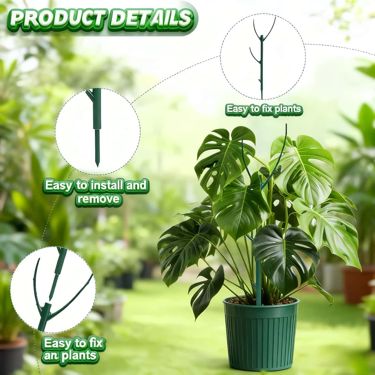 5 Pack Stackable Monstera Plant Support, Garden Plant Support Stakes for Indoor Outdoor Plants, Climbing Plant Support Structures Plant Holder Stick Moss Pole for Support Tall Potted Plants