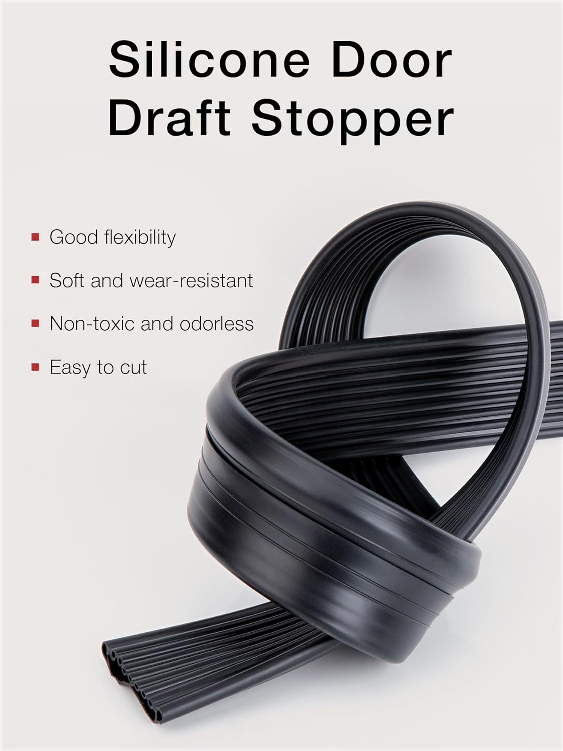 SUNMON Silicone Door Draft Stopper, 39in Upgraded Door Slide-On Under Door Seal Blocker, Under Door Sweep Weather Stripping（3.25FT Black）