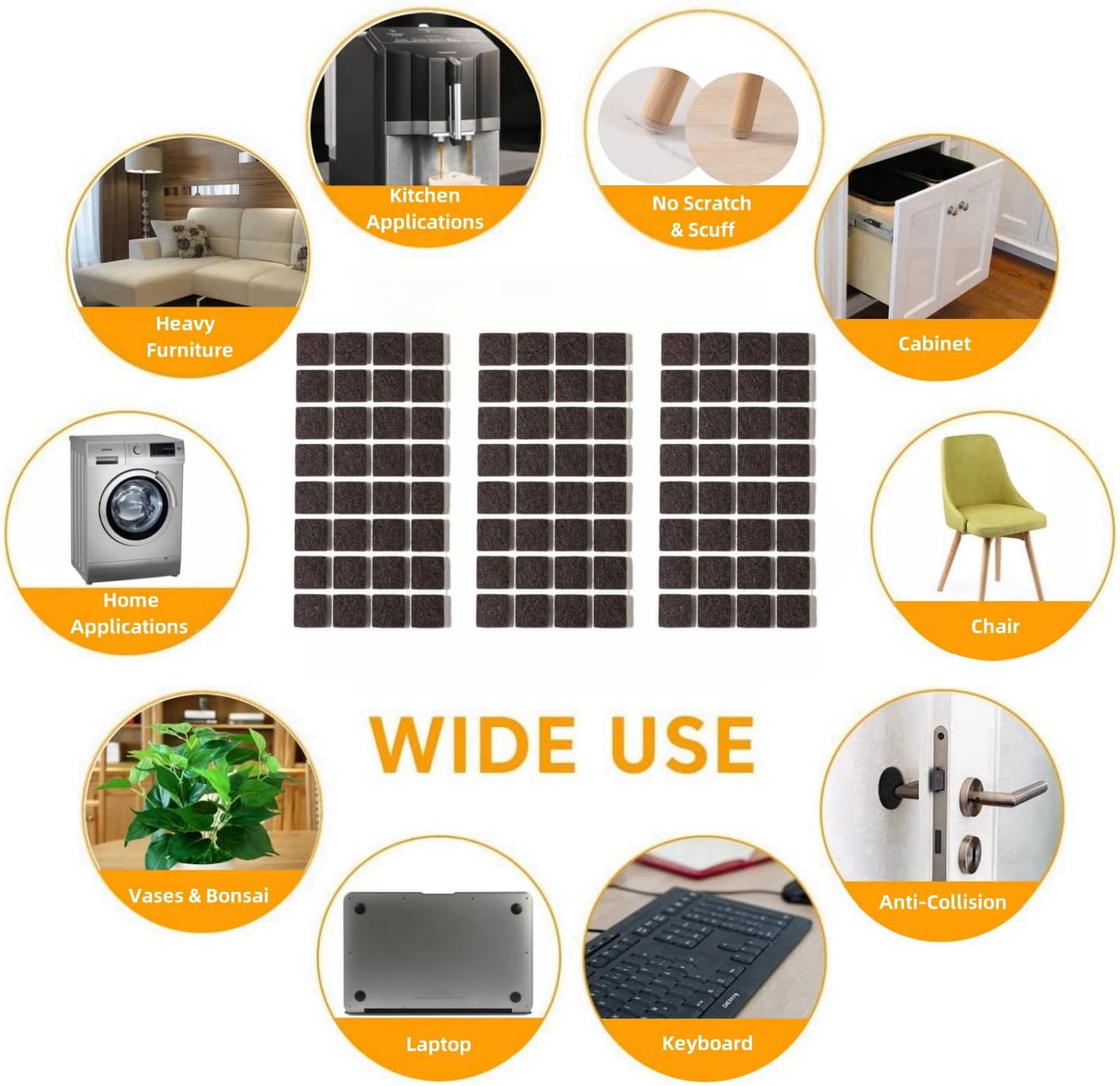 Furnigear Felt Furniture Pads for Hardwood Floors - Self Adhesive Chair Felt Pads, Floor Protector for Furniture Feet, Furniture Sliders Moving Your Furniture Smoothly - Anti Scratch 96 Pcs 3/4" Round
