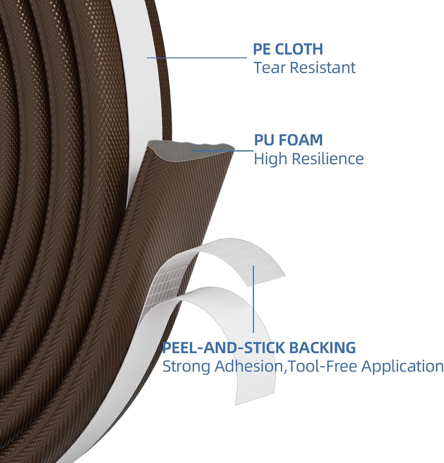 118”Wedge Weather Stripping Door Seal Strip for Door Frame,Self-Adhesive Window Insulation for Winter,Dark Foam Gap Filler for Light Noise Blocker,Front Exterior Door Side Draft Stopper,White