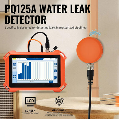 Underground Water Leak Detectors for Home PQ125A Wall Pipe Water Leakage Detection with Touchscreen Earphone and Carrying Case Multi Sensor Acoustic Pipeline Sound Intensifier