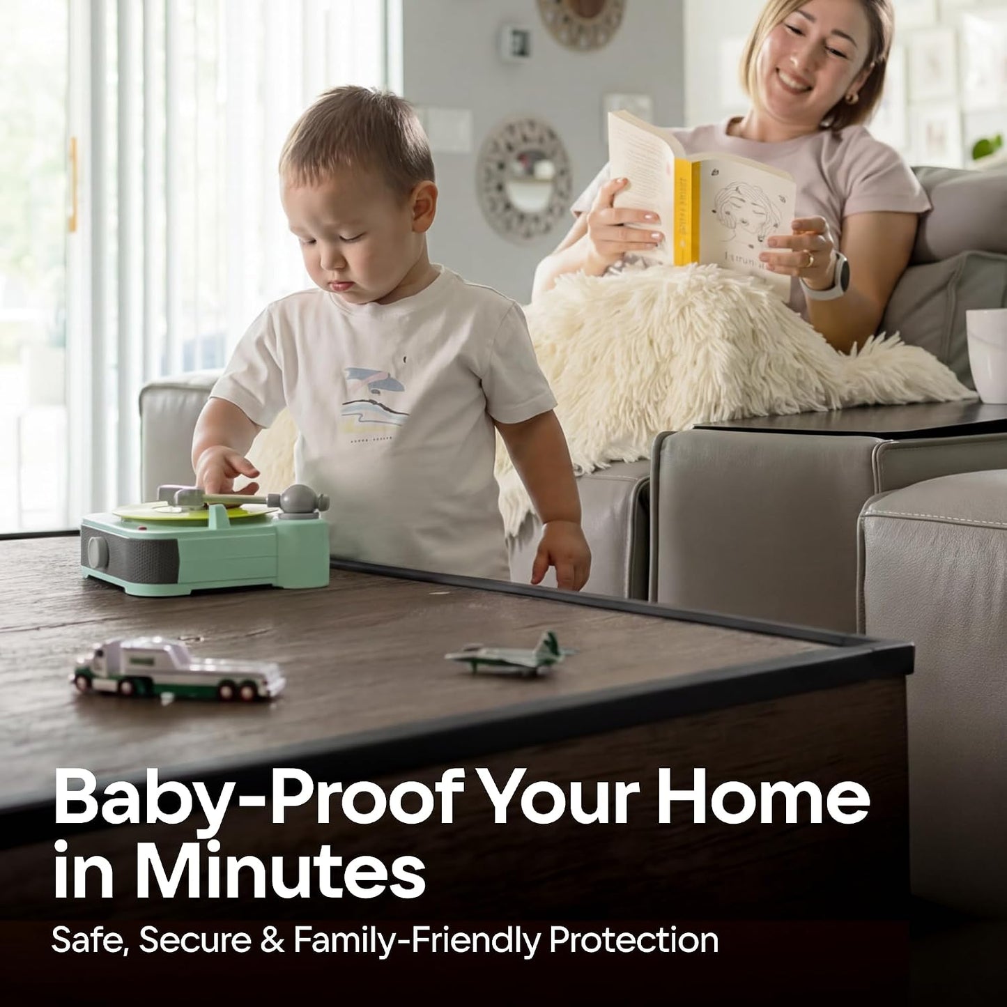 Premium 12ft Edge Protector for Baby, Odorless Foam Cushion with Strong Adhesive Tape, Non-Toxic to Baby Proof Corners and Edges, Wall Corner Protector & Desk Edge Cushion White