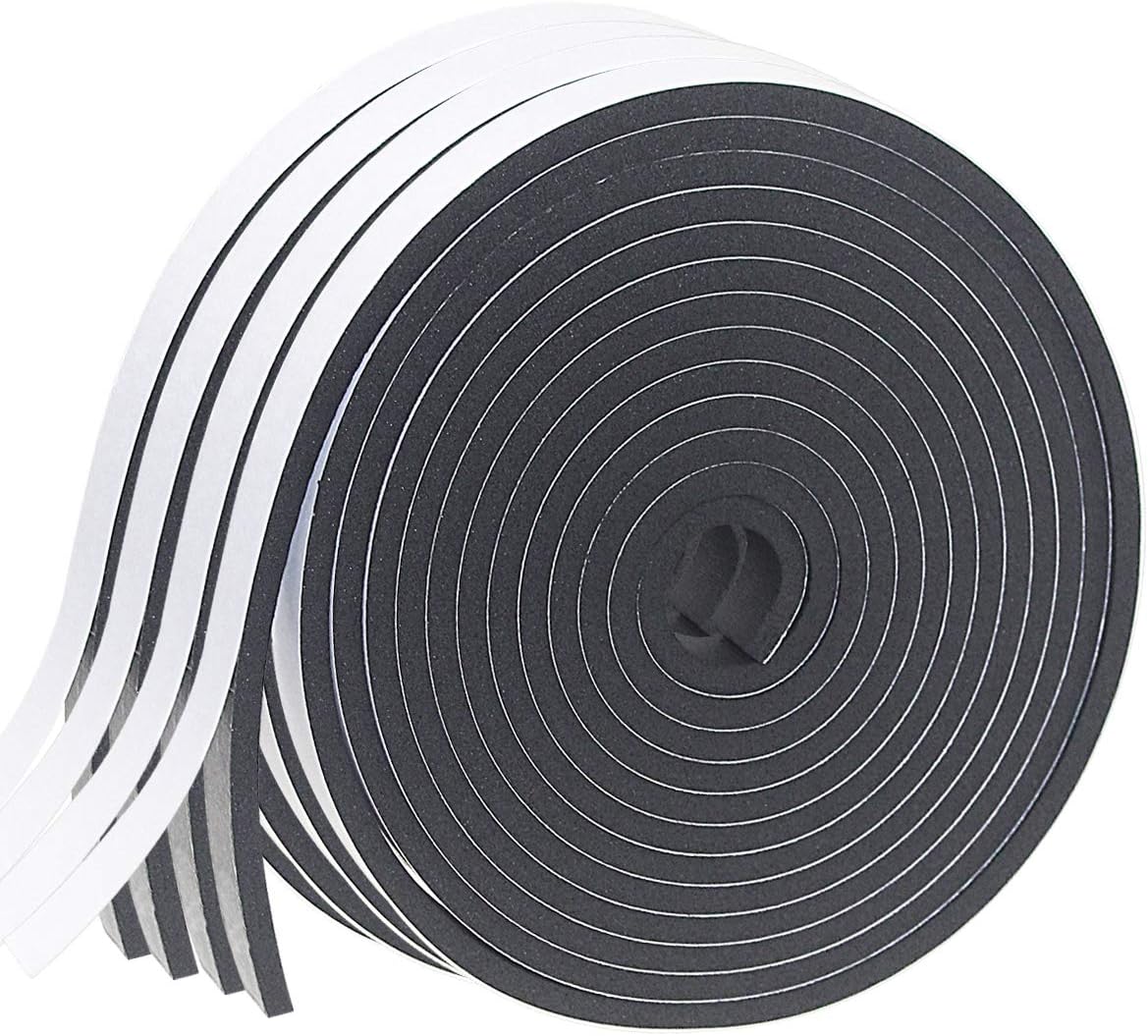 Weather Stripping Door Seal Strip for Doors and Windows, 1In x 1/8In x 33Ft x 2 Roll Foam Insulation Tape Self Adhesive,Sound Proof,Weatherstrip,Pipe Cooling, Air Conditioning Seal Strip - Colors A