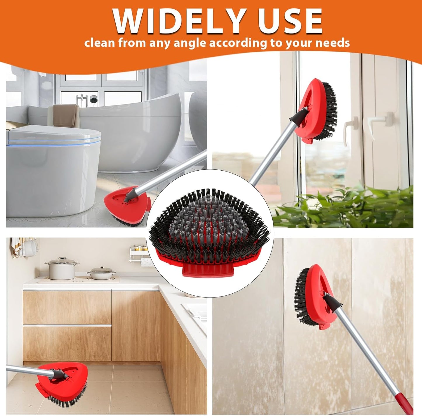 Fatmass 2 Pack Upgraded Spin Mop Replace Scrub Mop Brush Compatible with O Cedar 2 Tank RinseClean, Great for Kitchen, Deck, Bathroom and Shower Floor Scrubber