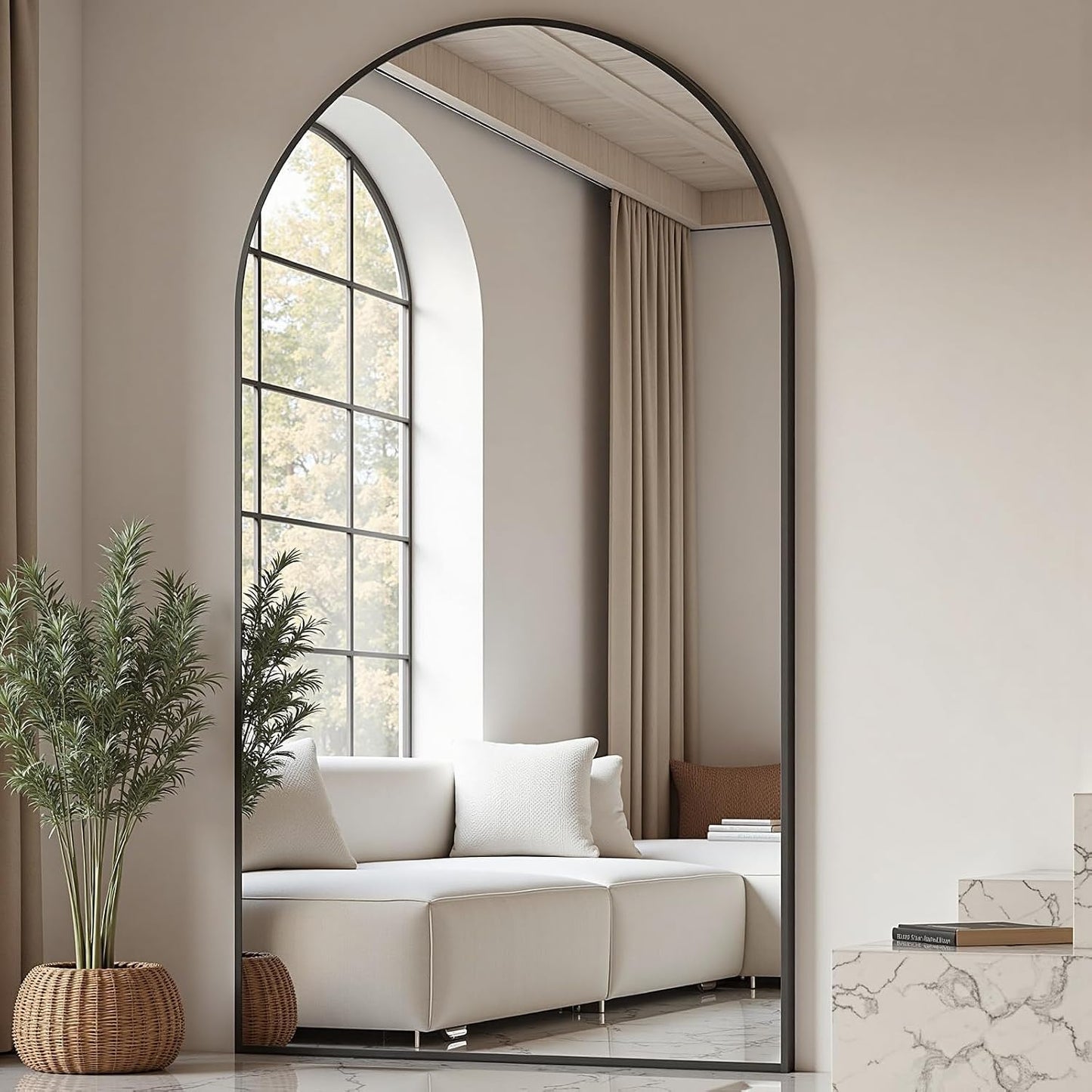 Prywot Arched Full Length Mirror, 70"x26" Free Standing Floor Mirror, Modern Full Body Mirrors with Stand, Wall Mirrors with Aluminum Alloy Frame for Bedroom,Living Room, Gold
