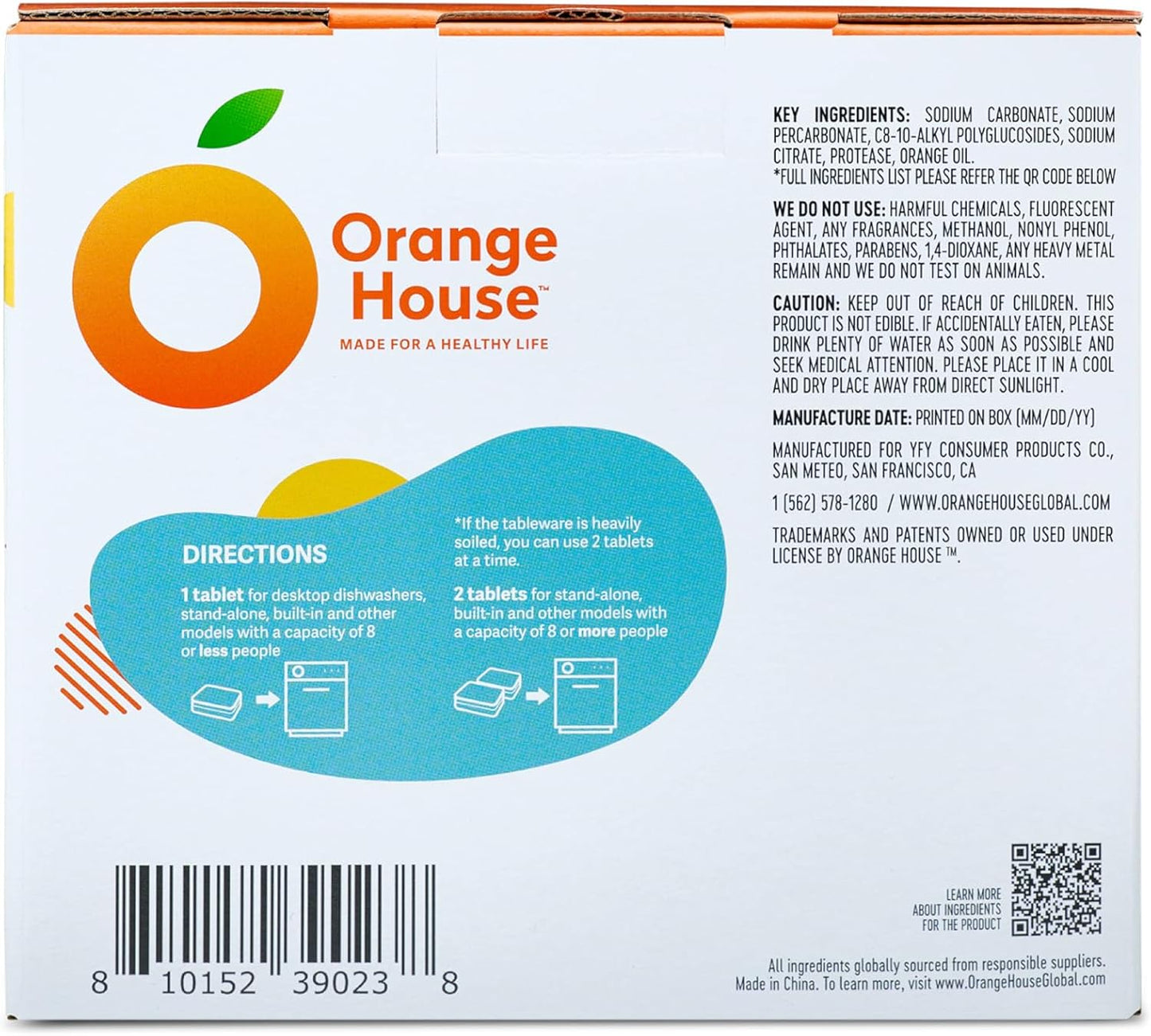 Orange House Plant Based Dishwasher Tabs 56 Count | 100% Food Grade Orange Oil, Deep Clean, Eco-Friendly, No Synthetic Fragrance, No Harmful Chemical, Paper Packaging