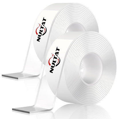 NULTAT Double Sided Tape Heavy Duty, Nano Reusable, Removable, Washable Double Stick Tape for Wall, Multipurpose Clear Adhesive High Temperature Tape 1.18" x 120"(10 Feet)