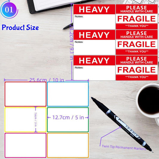 6" x 4" Large Moving Labels for Boxes, Packing Supplies for Moving Color Coded Blank Labels Stickers for Home Organization Projects, Kitchen, Storage Bins, Permanent Adhesive