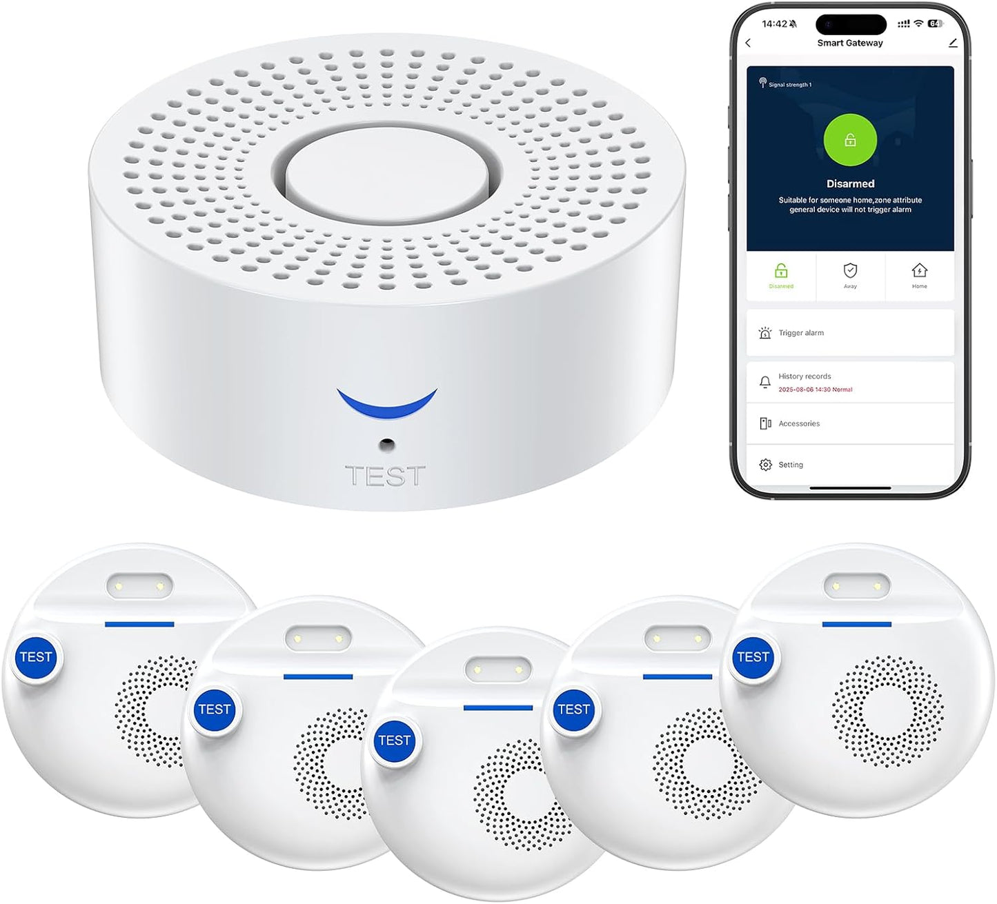 Nuleto WiFi Water Leak Detector 1s,Water Detectors & Alarms,Water Leak Sensor with SMS,Phone Call,APP Push,492ft for Home,Basement,Kitchen,5 Pack,2.4G WiFi Only
