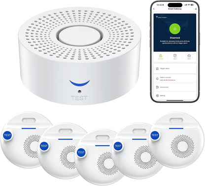 Nuleto WiFi Water Leak Detector 1s,Water Detectors & Alarms,Water Leak Sensor with SMS,Phone Call,APP Push,492ft for Home,Basement,Kitchen,5 Pack,2.4G WiFi Only