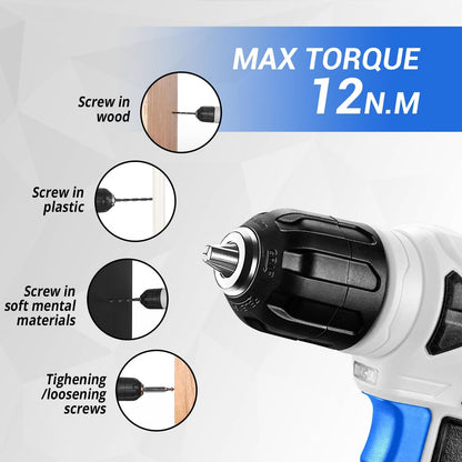 DEKOPRO Tool Set：Tool Kit with 8V Cordless Drill,Tool Box with Drill,Hand Drill Set for Men & Women,Home Tool Kits for House Repair,Handyman,DIY 126 Piece