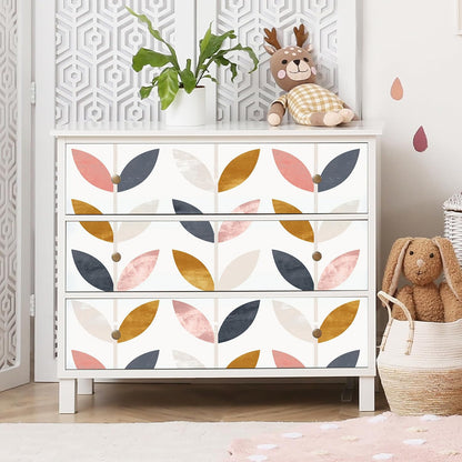 Floralplus Peel and Stick Wallpaper Boho Leaf Removable Wallpaper for Bathroom Renter Leaf Contact Paper for Locker Shelf Liner Vinyl Adhesive Wallpapers Wall Mural Decor 17.5 in x 118 in