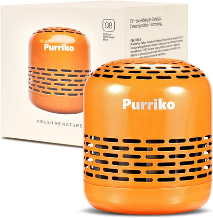 Purriko Refrigerator Deodorizer | Lasts up to 10 Years, Fridge Deodorizer Odor Eliminator, More Effective Than Baking Soda and Bamboo Air Purifying Bags,Orange