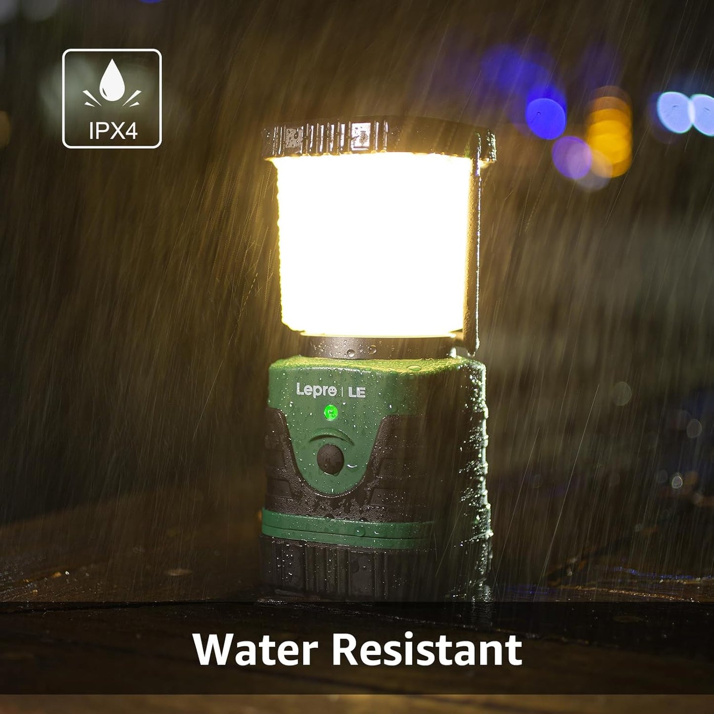 Lepro 1000LM LED Camping Lantern Rechargeable, 4400mAh Green Tent Light with 4 Light Modes, Waterproof Lantern Flashlight for Hurricane Emergency, Camping Essentials, USB Cable Included