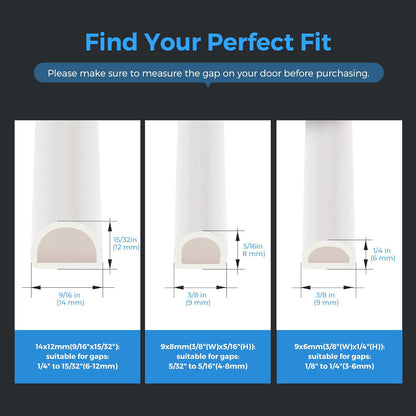 Silicone D-Shaped Weather Stripping Door Seal, 23FT Self Adhesive Door Insulation Strip, Fits Gaps up 1/4 to 15/32", for Door Frame & Window Seal (Black, 9/16" W × 15/32" T)